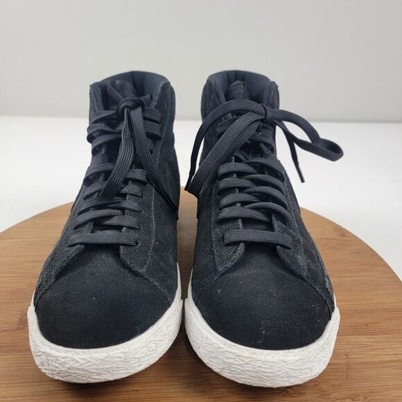 Nike Blazer Mid Premium Sz 6y Womens 8 Black Suede High Top Sneakers 895850-003 - Picture 3 of 12
